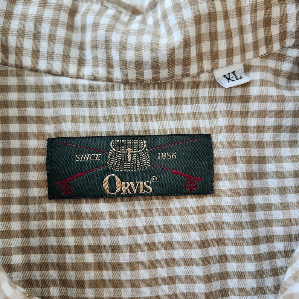 Orvis Vintage Button Down Long Sleeve Gingham Checkered plaid Shirts Men's XL - Picture 5 of 11